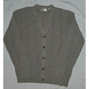 OSCAR DE LA RENTA Cotton Knit Cardigan Button Up Gray Sweater Men's XL